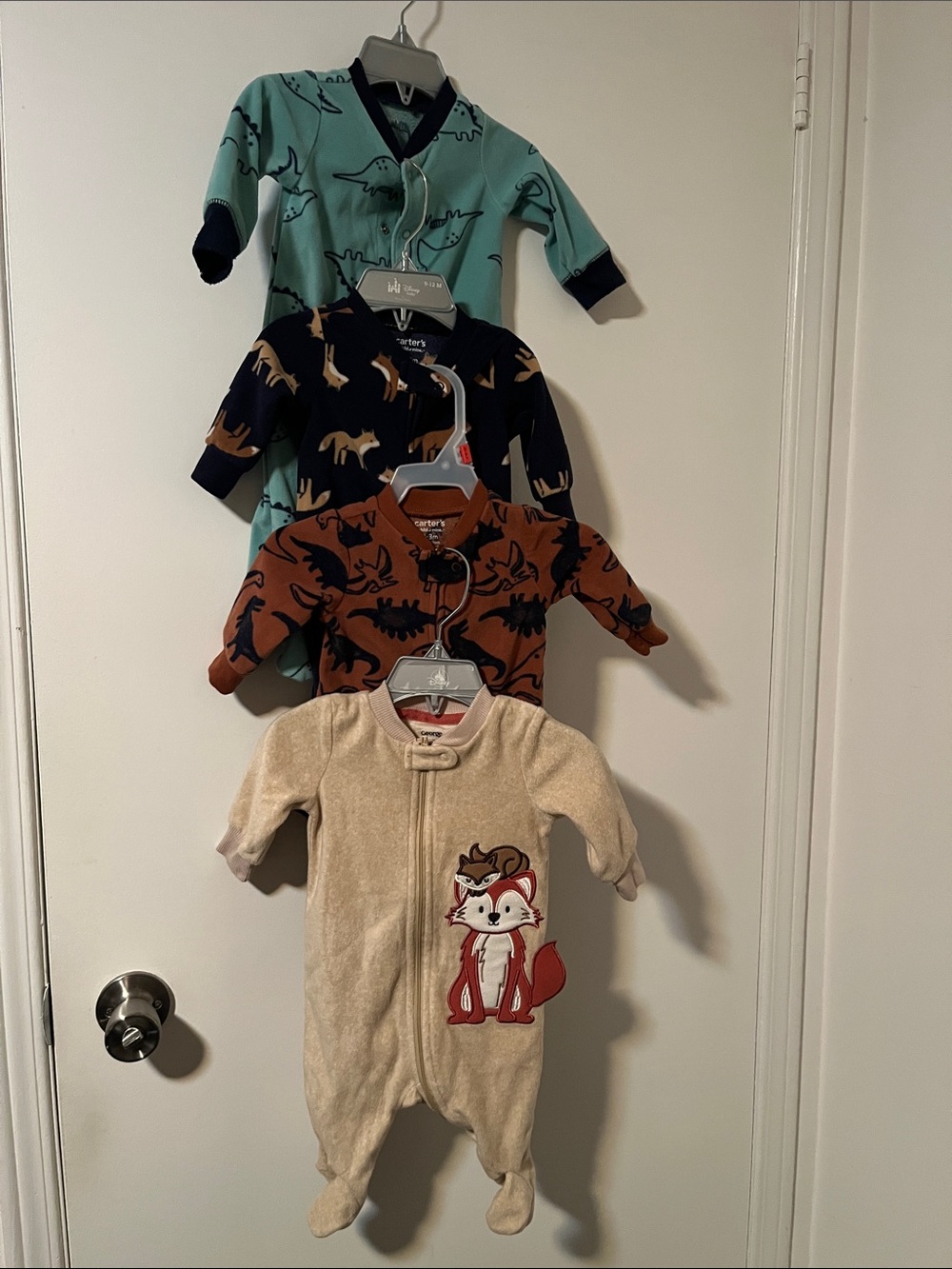 Carter's Cream Footed One-Piece with Red Fox Appliqué